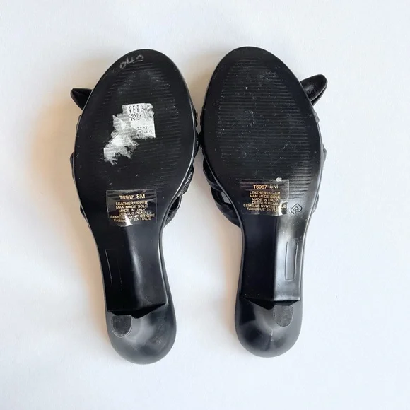 A. Giannetti Studded Black Leather Sandal Heels - Picture 5 of 7